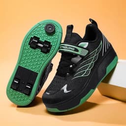 Unisex 4 Wheels Roller Skate Shoes Breathable Mesh Adjustable Strap Non-slip 2-in-1 Walking Skating Sneakers for Outdoor