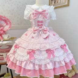 Sweet Lolita Jsk Dress Mint Chocolate Multi-Layer Lace Ruffle Bow Princess Dress Japanese Harajuku Party Cosplay Outfit Women