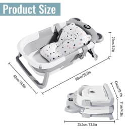 Foldable Baby Bathtub with Built-In Thermometer Soft Bath Mat Infant Bath Tub for Newborn Toddler Baby Bathing