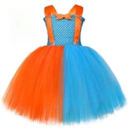 Cartoon Themed Tutu Dress Set for Girls, Exquisite Kids' Dress in Orange and Blue,Toddler Clothes for Halloween Carnival Parties
