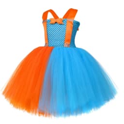 Cartoon Themed Tutu Dress Set for Girls, Exquisite Kids' Dress in Orange and Blue,Toddler Clothes for Halloween Carnival Parties