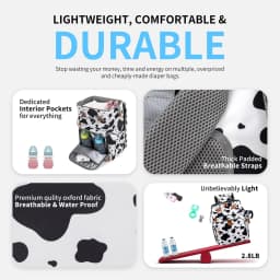 KABAQOO Diaper Bag Backpack with Detachable Changing Station, Large Capacity Baby Diaper Bags for Boys & Girls, Baby Registry Search Stuff & Shower Gifts, Newborn Essentials Must Haves, Cow