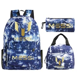 3pcs/set Football Star Graphics Backpack Pen Case Lunch Bag Set Cartoon Student Schoolbag Learning Supplies Birthday Gifts