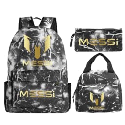 3pcs/set Football Star Graphics Backpack Pen Case Lunch Bag Set Cartoon Student Schoolbag Learning Supplies Birthday Gifts