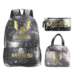 3pcs/set Football Star Graphics Backpack Pen Case Lunch Bag Set Cartoon Student Schoolbag Learning Supplies Birthday Gifts