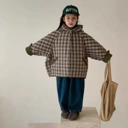 Childrens Winter 2026 New Padded Coat Korean Fashion Casual Daily Plaid Hooded Thicken Cotton-padded Parkas Girls Boys Clothes