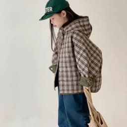 Childrens Winter 2026 New Padded Coat Korean Fashion Casual Daily Plaid Hooded Thicken Cotton-padded Parkas Girls Boys Clothes