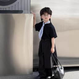 Boys' Suit - 2026 Summer New Collection of Children's Cotton T-shirts with Trendy Scarves and Fashionable Trousers.
