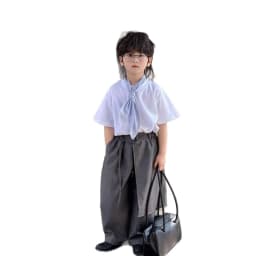 Boys' Suit - 2026 Summer New Collection of Children's Cotton T-shirts with Trendy Scarves and Fashionable Trousers.