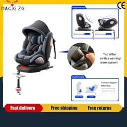 Baby Car Seat with ISOFIX Adjustable Angle 360° Rotation Newborn Supplies Safe Travel with Five-point Safety Harness Suitable for Toddlers to Take on Car Trips Soft Material Comfortable with Alert Reminder Function Baby Car Seat