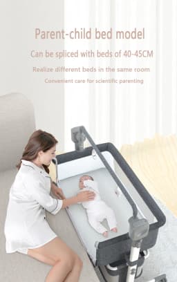 Baby Crib Remote-Controlled Baby Rocker with Bluetooth Timer Baby Bed with Storage Basket Infant Cot Newborn Crib Foldable Baby Cradle