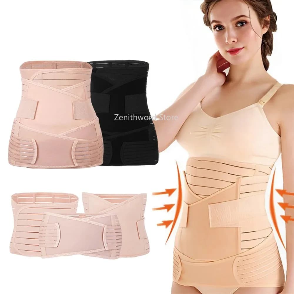 3In1 Corset Postpartum Band Women Tummy Belly Peis Belt Wrap Waist Trainer Recovery Bandage Strap Body Shaper