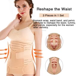 3In1 Corset Postpartum Band Women Tummy Belly Peis Belt Wrap Waist Trainer Recovery Bandage Strap Body Shaper