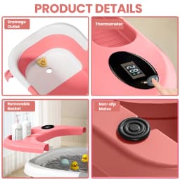 Newborn Baby Foldable Bathtub with Drain Hole, Soft Cushion Pad & Anti-Slip Design, Portable Travel Toddler Bath Tub, Collapsible Infant Shower Tub for Home Outdoor Travel, Comfortable Non-Slip Baby Washing Basin for 0-3 Years Old Kids