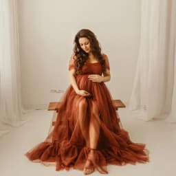 Maternity Photography Props Tulle Off Shoulder Dress High Slit Pregnancy Photoshoot Gown Infant Baby Shower Party Maxi Skirt