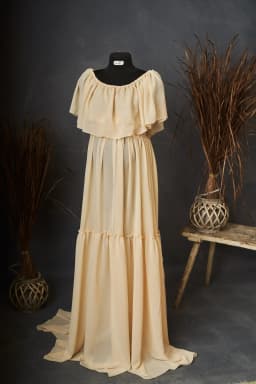 Maternity Dresses Off Shoulder Top&Skirt Set Chiffon Long Maxi Dresses for Pregnancy Women Gown Photoshoot Baby Shower Gift