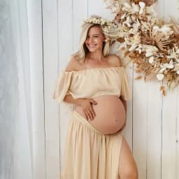 Maternity Dresses Off Shoulder Top&Skirt Set Chiffon Long Maxi Dresses for Pregnancy Women Gown Photoshoot Baby Shower Gift