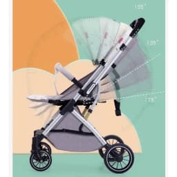 Four-wheel Baby Stroller Two-way Lightweight High-view Baby Stroller Can Sit or Lie Down Portable Travel Baby Stroller