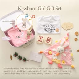 Baby Double Sided Cotton Blanket Newborn Milestones Cards Crochet Rattle Toy Bath Set Gifts Box Baby Photography Prop Birth Gift