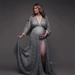 Lace Boho Maternity Photography Dresses Sexy V-neck Chiffon Pregnancy Baby Showers Dress Pregnant Women Photo Shooting Gowns