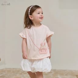 Dave Bella Children's T-shirt Summer Fashion Casual Sweet Cute Cartoon Rabbit Girl's Short Sleeves Bottoming Shirt DB2251720