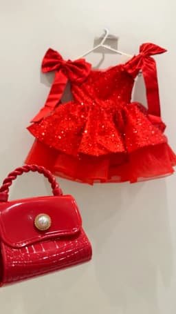 2026 New Christmas Children's Dress Flower Wedding Sequined Princess Skirt 2-10 Years Old Red Girl Dress Spot