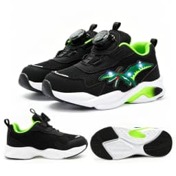 EXDINO Dinosaur Light Up Toddler Little Kids Shoes Mesh Breathable LED Flashing for Boys Non-slip Soft Lining Sports Sneakers