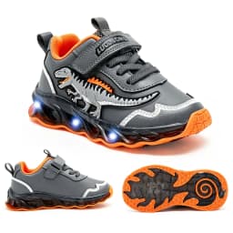 EXDINO Dinosaur Light Up Toddler Little Kids Shoes Mesh Breathable LED Flashing for Boys Non-slip Soft Lining Sports Sneakers
