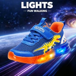 EXDINO Dinosaur Light Up Toddler Little Kids Shoes Mesh Breathable LED Flashing for Boys Non-slip Soft Lining Sports Sneakers