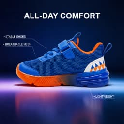 EXDINO Dinosaur Light Up Toddler Little Kids Shoes Mesh Breathable LED Flashing for Boys Non-slip Soft Lining Sports Sneakers