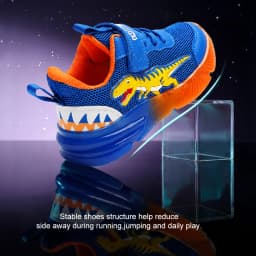 EXDINO Dinosaur Light Up Toddler Little Kids Shoes Mesh Breathable LED Flashing for Boys Non-slip Soft Lining Sports Sneakers