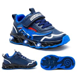 EXDINO Dinosaur Light Up Toddler Little Kids Shoes Mesh Breathable LED Flashing for Boys Non-slip Soft Lining Sports Sneakers
