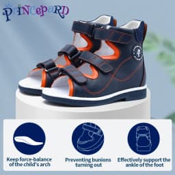 Princepard Children's Orthopedic Sandals Summer Corrective AFO Leather Shoes with Arch Support Thomas Sole EU 20-35