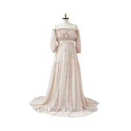 Two-Piece pregnant Photoshoot Dress For Women Floral chiffon Long Sleeved&Short Short Top Maternity Dresses For Baby Showers