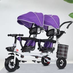 Children's Double Stroller Multifunctional Two-way Baby Stroller Twins Stroller Double Folding Three-wheel Car