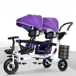 Children's Double Stroller Multifunctional Two-way Baby Stroller Twins Stroller Double Folding Three-wheel Car