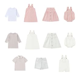 AP SS26 white denim collection children girls boys cotton jeans denim jumper skirts shirts family matching clothes