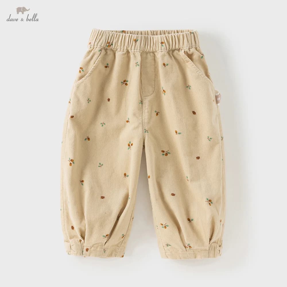 Dave Bella Children's Baby Pants Autumn Girls Baby Fashion Casual Corduroy Sweet Cute Loose Straight Trousers Outdoor DB3252518