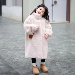 Winter Children Girls Woolen Coat Solid Thick Warm Young Teens Girls Mid-length Jackets Faux Fur 4-12Y Kids Girls Outerwear Coat