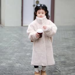 Winter Children Girls Woolen Coat Solid Thick Warm Young Teens Girls Mid-length Jackets Faux Fur 4-12Y Kids Girls Outerwear Coat