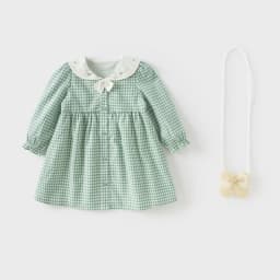 Dave Bella Children Long Sleeve Plaid Dress Spring Cute Girls Cotton Party Princess Dress Autumn Winter Bottom Clothes DB1250940