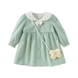 Dave Bella Children Long Sleeve Plaid Dress Spring Cute Girls Cotton Party Princess Dress Autumn Winter Bottom Clothes DB1250940