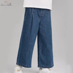 Dave Bella Girls Wide Leg Jean Pants Spring Autumn Girls Straight Pants Casual Loose Jeans Outdoor Trousers DK3252665