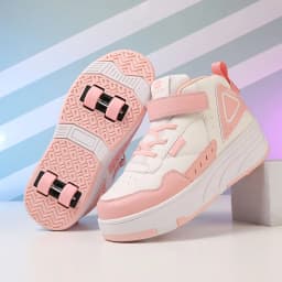 Trendy Cool Middle Top Roller Skateboard Shoes For Boys Girls, Breathable Retractable Roller Skates For Indoor Outdoor Party