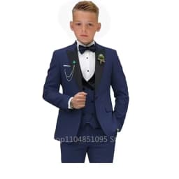 Matcha Green Boys Suit 3 Piece Suit Peak Lapel Jacket Pants Vest Wedding Kids Tuxedo Formal Style Party Boys Slim Fit Kid Suits