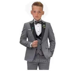 Matcha Green Boys Suit 3 Piece Suit Peak Lapel Jacket Pants Vest Wedding Kids Tuxedo Formal Style Party Boys Slim Fit Kid Suits