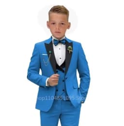 Matcha Green Boys Suit 3 Piece Suit Peak Lapel Jacket Pants Vest Wedding Kids Tuxedo Formal Style Party Boys Slim Fit Kid Suits