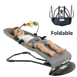 Baby Bouncer Seat with Interactive Toy Bar - Lightweight Portable No-Battery Natural Rocking for 8-29lbs Babies 0-2 Years