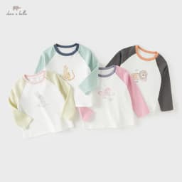 Dave Bella Children Long Sleeved T-shirts Autumn Spring Boys Girls Cartoon Printed Pullover Pure Cotton Bottoming Tops DB1260313