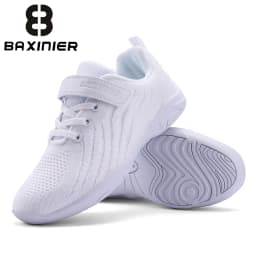 BAXINIER Girls White Cheer Shoes Trainers Breathable Training Dance Tennis Shoes Lightweight Youth Cheer Competition Sneakers